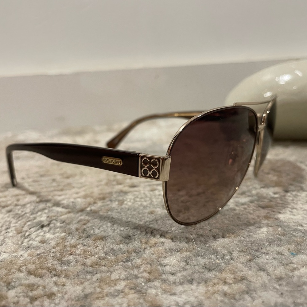 New Coach Aviator Sunglasses Style S1021 Brown With Case & Cleaning Cloth ☀️ 🕶️ - Picture 8 of 10
